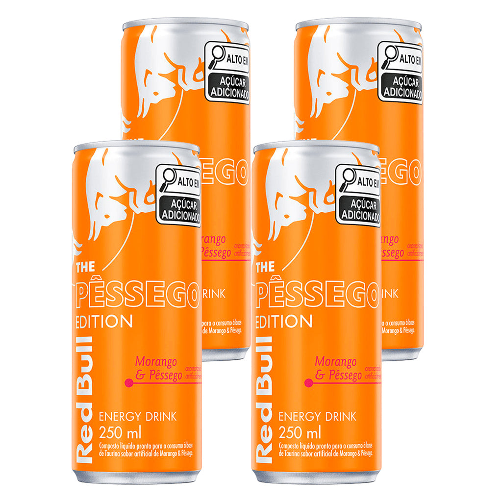 Energético Red Bull Morango e Pêssego 250ml 4 Unidades