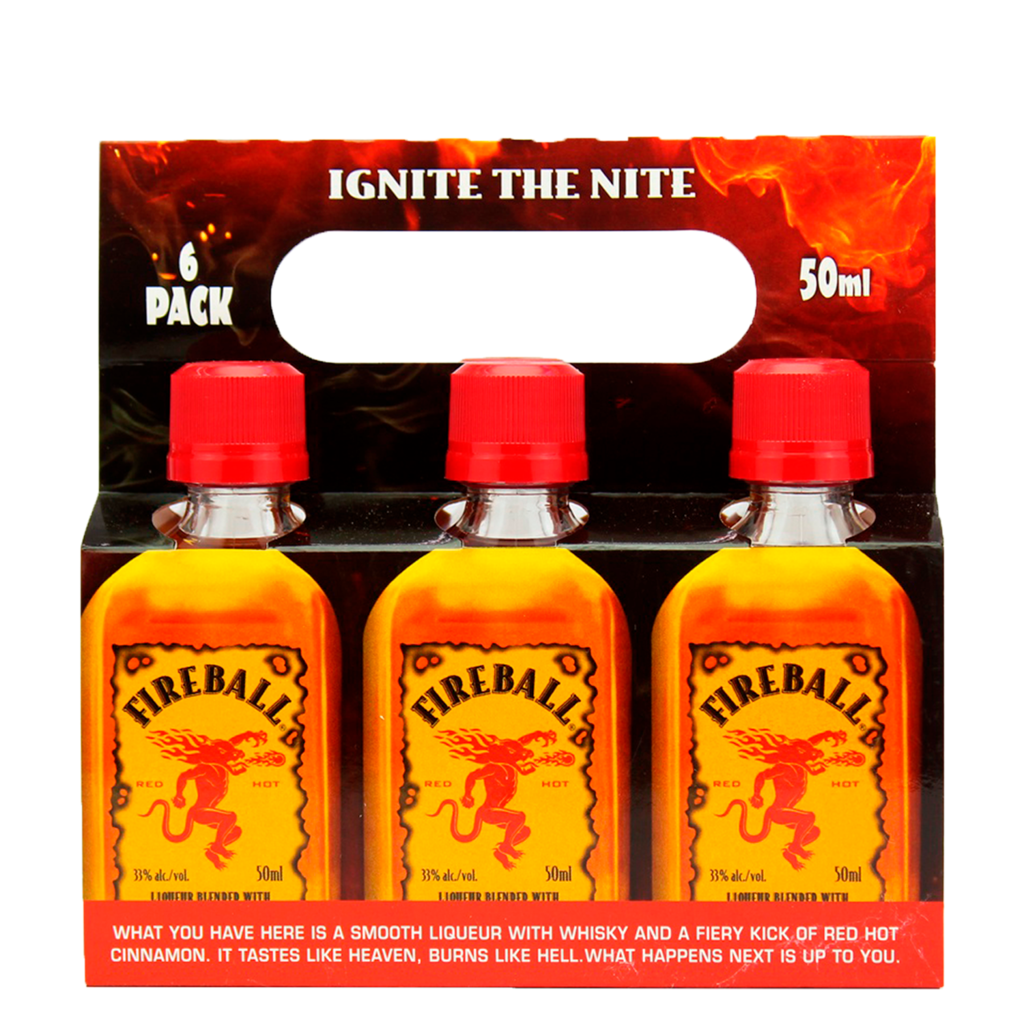 Miniatura Licor Fino de Canela e Whisky Fireball 50ml 6un